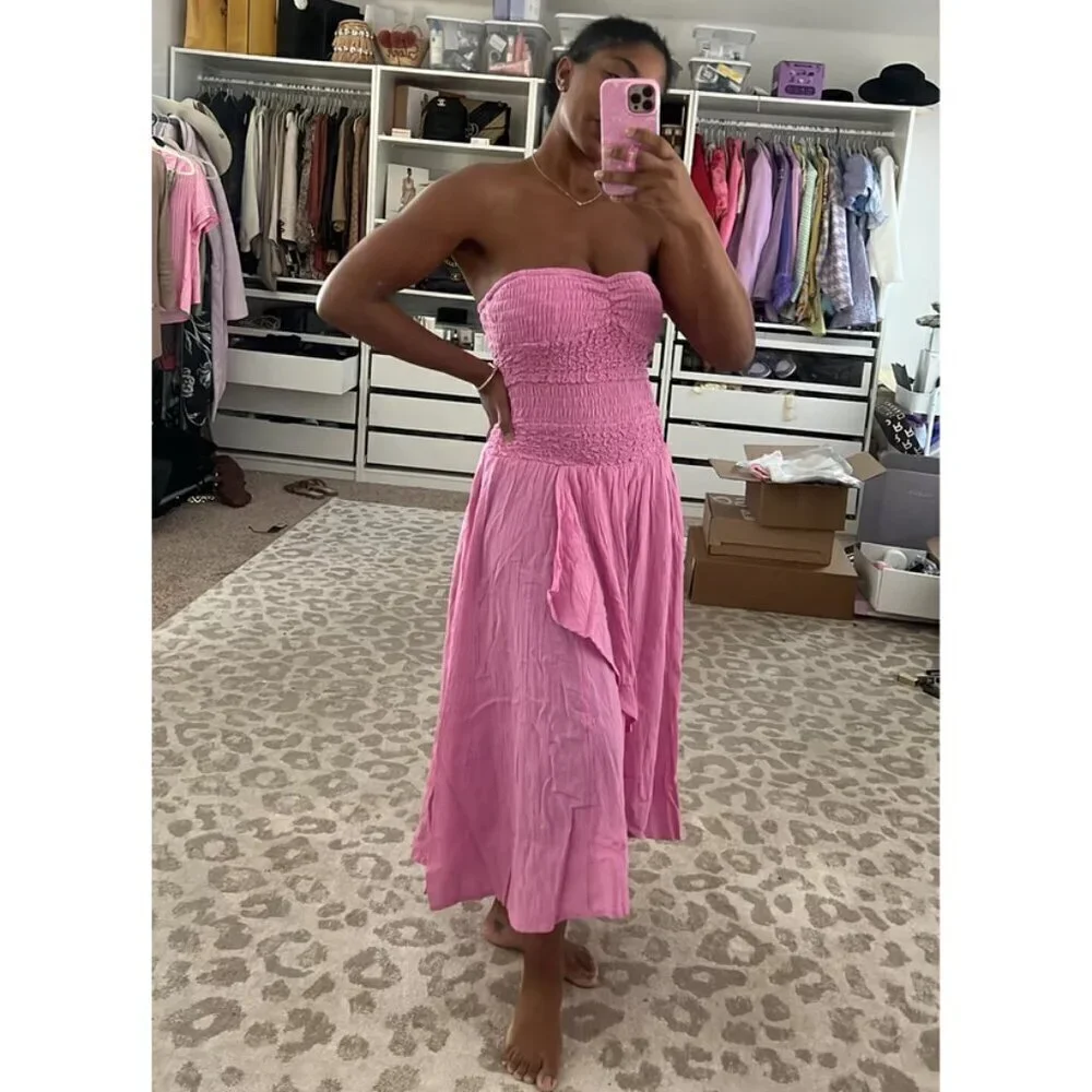 FREE PEOPLE Sparkling Moment Midi Dress in Sugar Magnolia Size Small